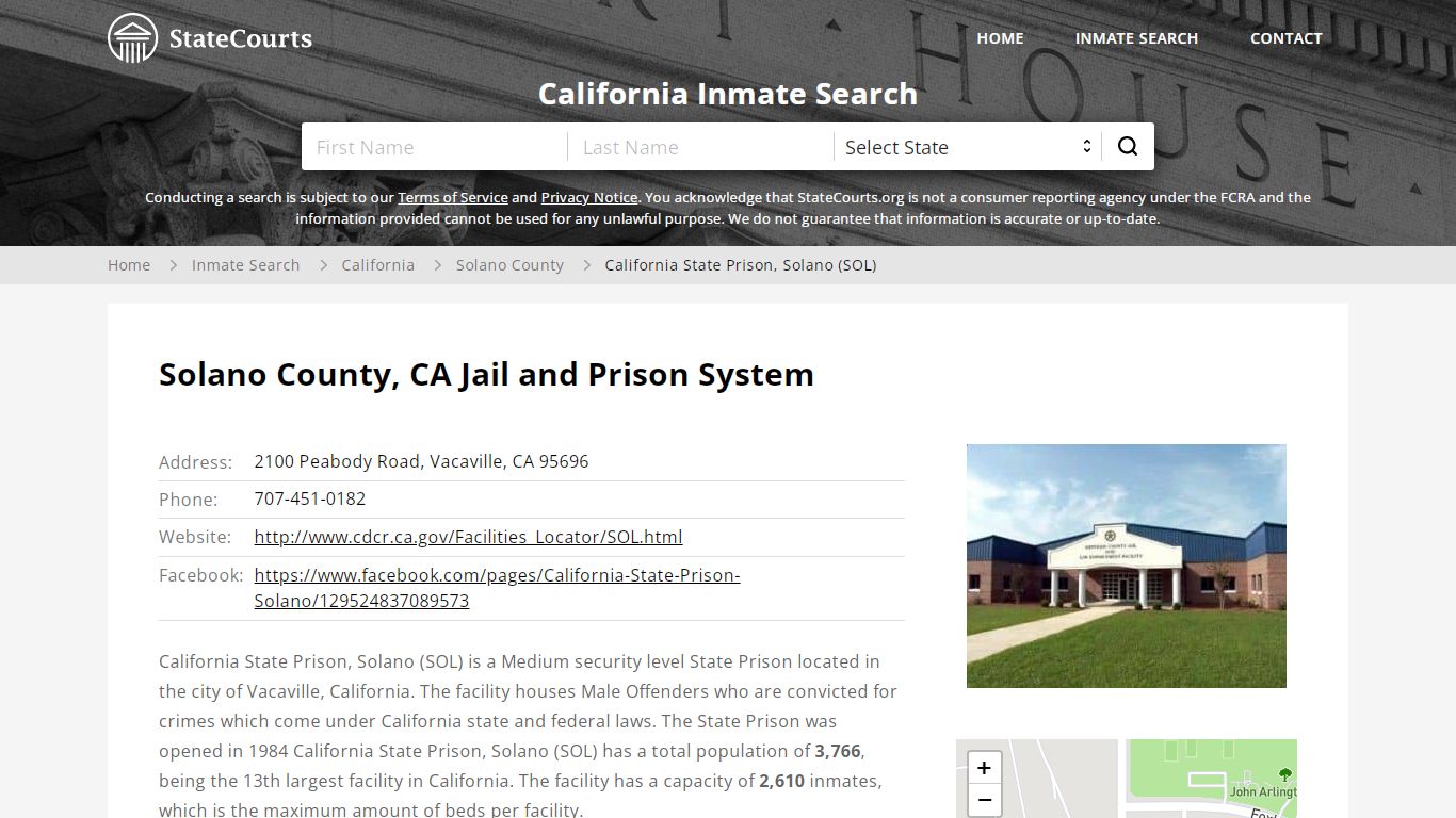 California State Prison, Solano (SOL) Inmate Records Search, California ...