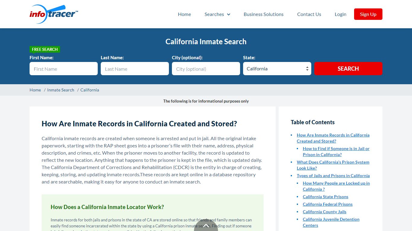 How To Check If Someone Is In Jail In California - InfoTracer